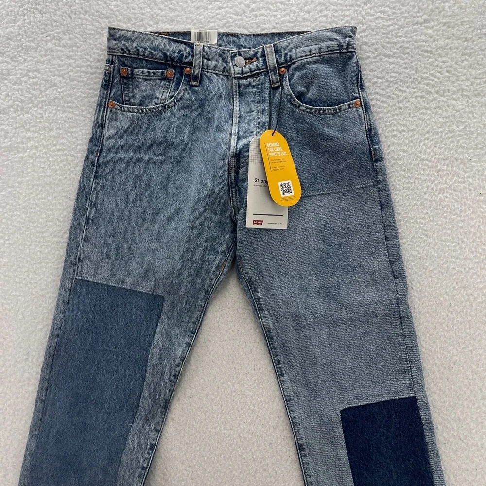 Levis 501 Jeans Mens 28x32 Blue Original Button Fly Patched Grunge Skater Y2K